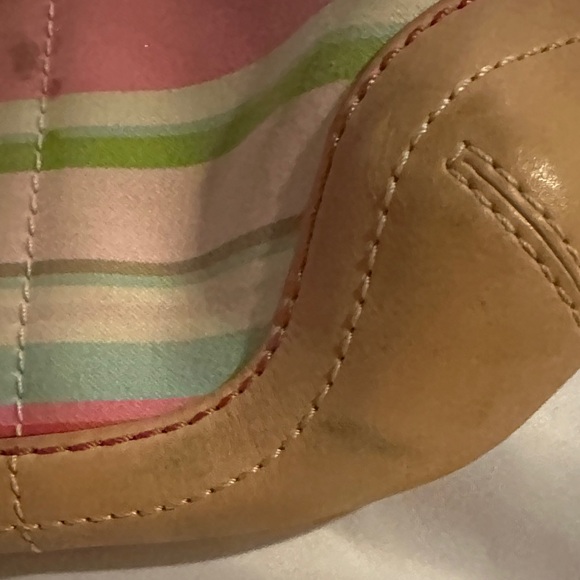 Striped Pink and Tan Women's Coach Bag - Picture 3 of 12